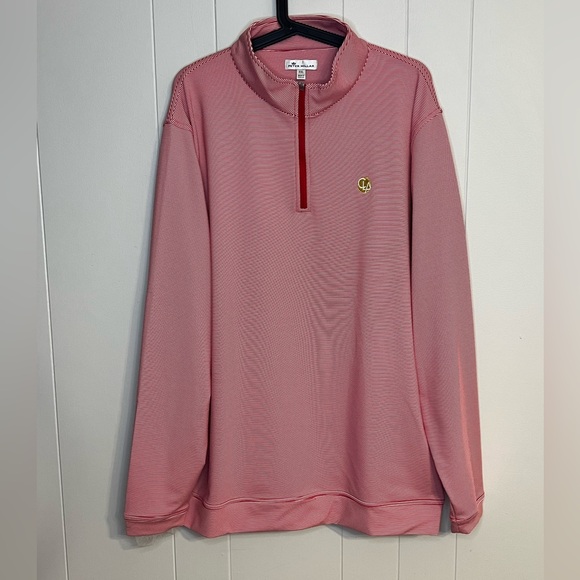 Peter Millar 1/4 zip long sleeve pullover red and white stripes size XXL - Picture 1 of 9